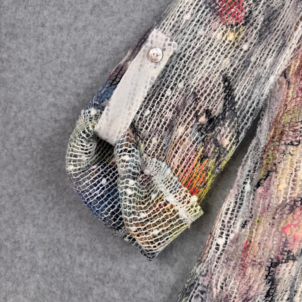 Creation Top Womens Medium Rainbow Feather Sequin Roll Tab Mesh Artsy Tunic NEW - Picture 5 of 10